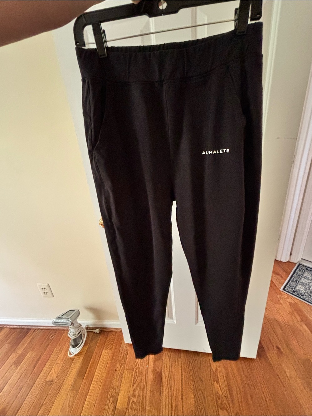 Alphalete Kids Black Athletic Leggings with White Logo for men size M